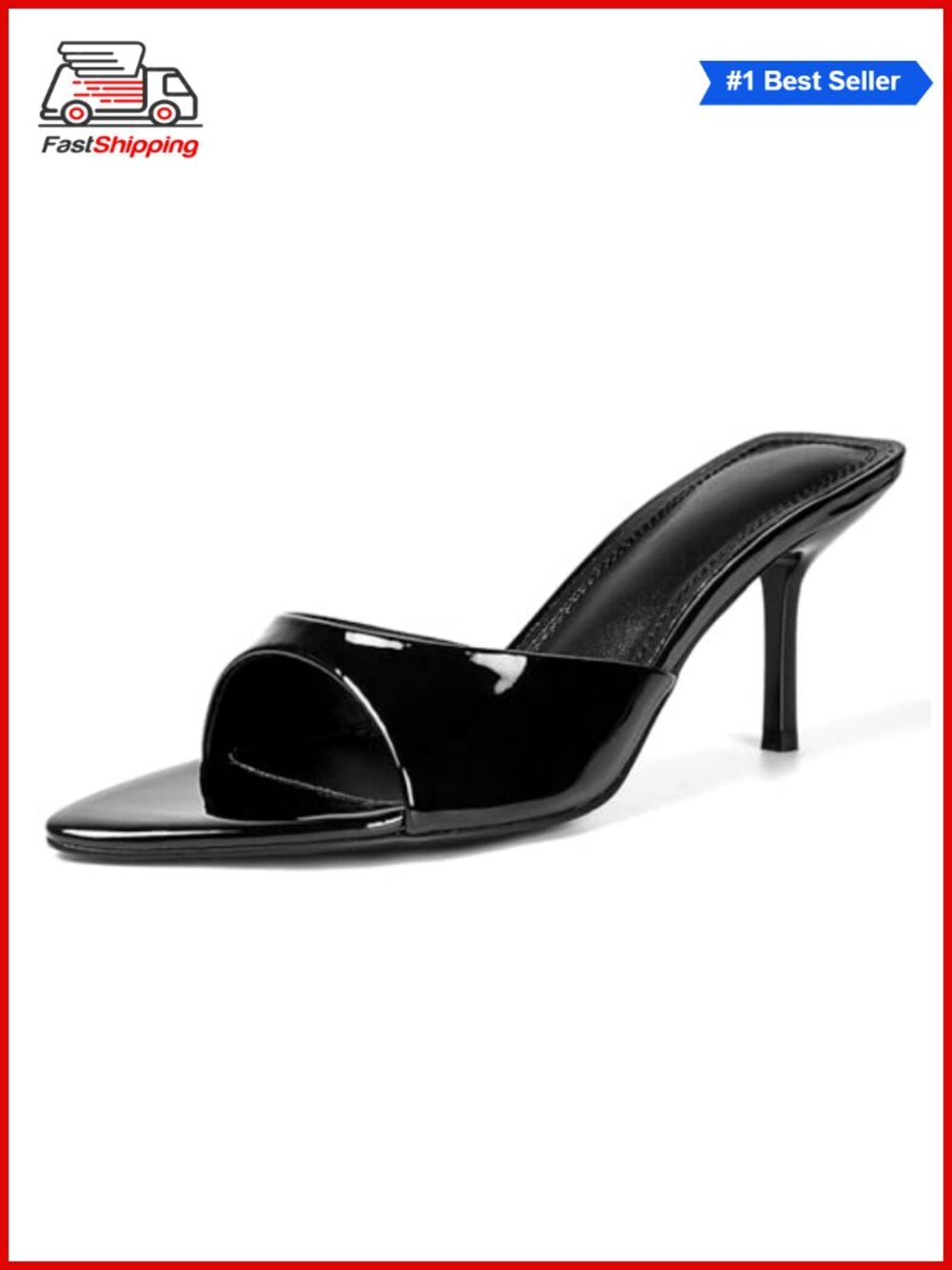 ✨ QIV Kitten Heels Pointed Open Toe Mule Heeled Sandals